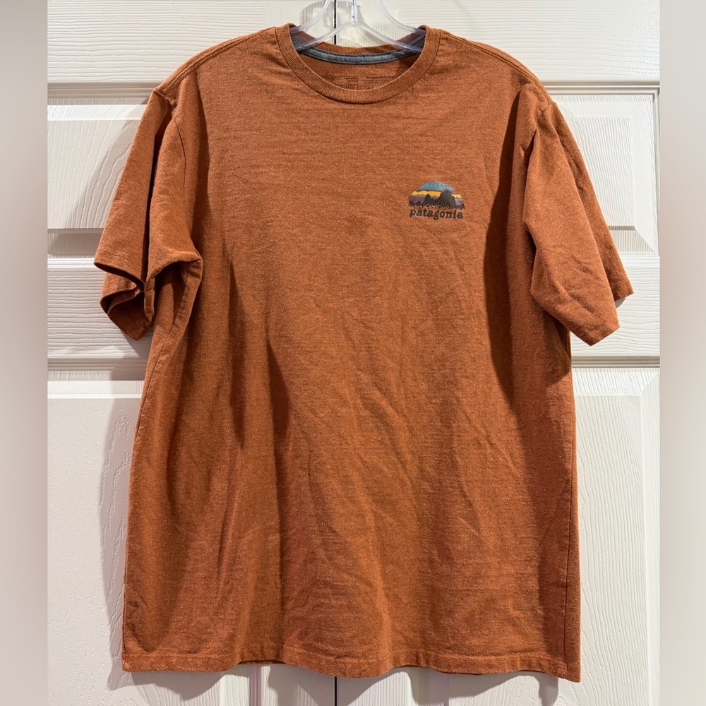 Patagonia Men's Skyline Stencil Responsibili-Tee Shirt Rust Size Small